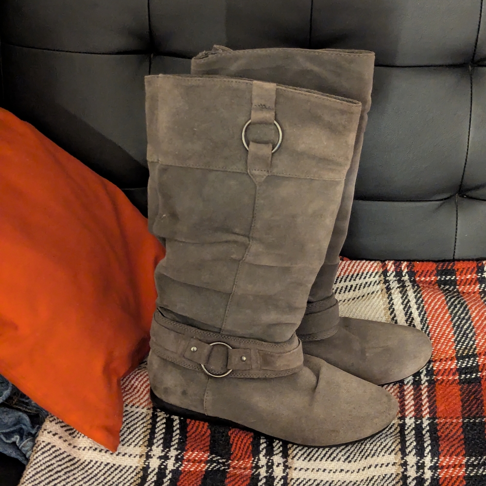 Grey Suede Slouch Boots Sz 7.5